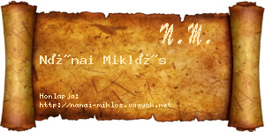 Nánai Miklós névjegykártya
